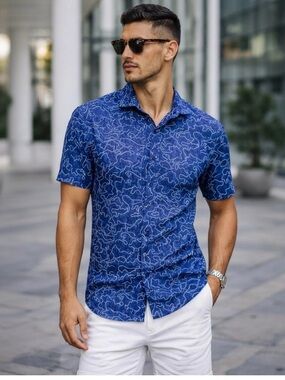 Karl Lagerfeld Paris Blue Abstract Logo Print Shirt Men’s Small